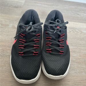 Nike Black Mesh Sneakers with Pink Accents and White Sole